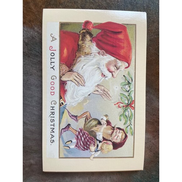 Vintage Victorian Christmas & New Year Postcards Set Girls Boys Santa Angels - Picture 8 of 9